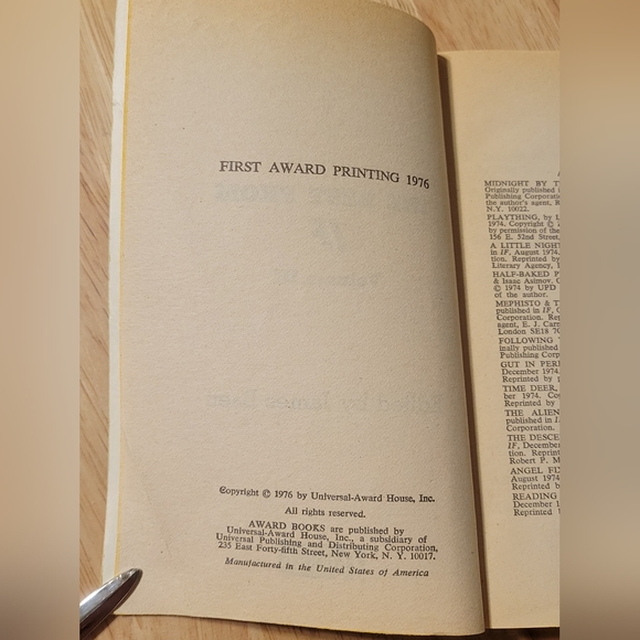 JAMES BAEN  IF EDITED, book VOLUME III THE HUGO- AWARD WINNING MAGAZINE,1976 - Picture 5 of 8